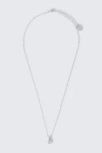 14K White Gold Solitaire Necklace