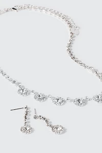 Floral Rhinestone Necklace Set