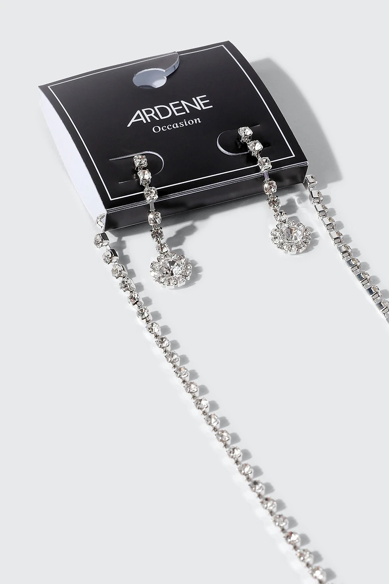 Ensemble collier à strass floral