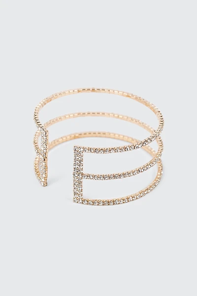 Bracelet jonc à 3 rangs de pierres du Rhin