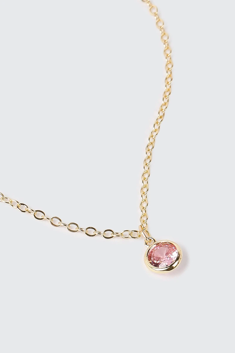 Collier plaqué or 14 k avec pierre de naissance d'octobre