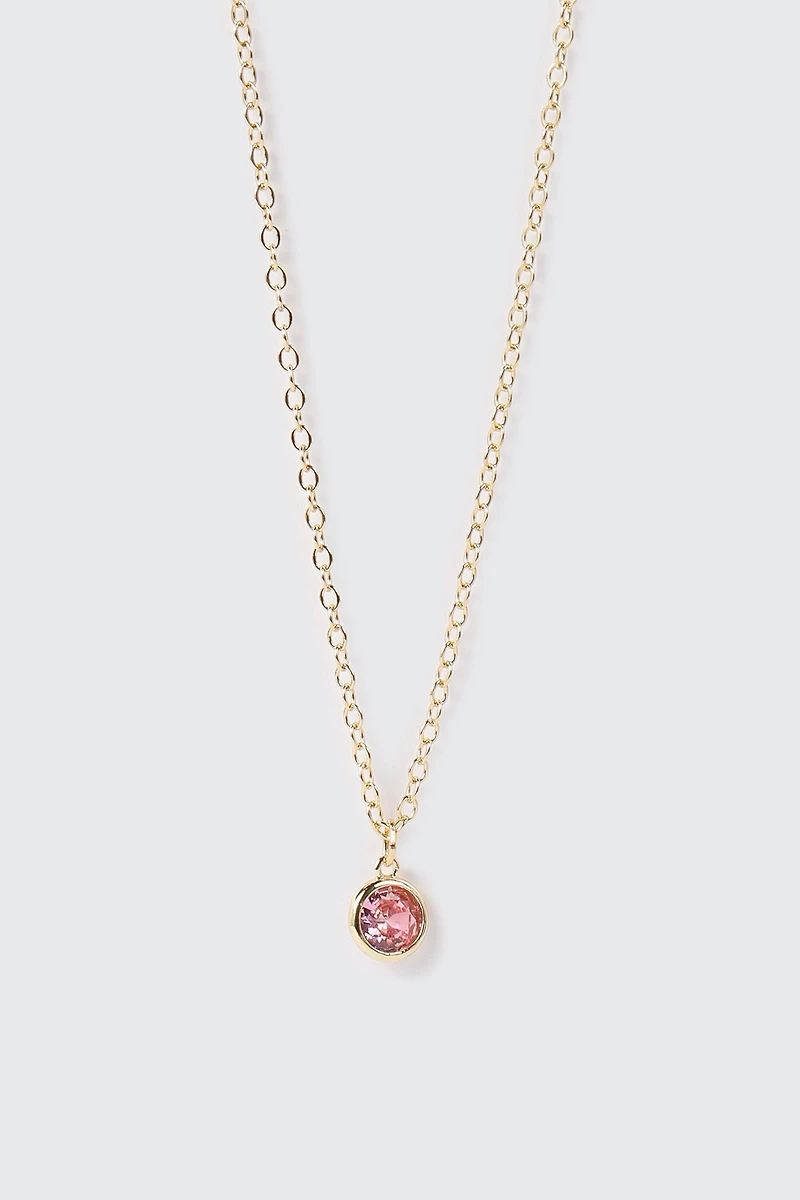 Collier plaqué or 14 k avec pierre de naissance d'octobre