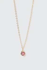 Collier plaqué or 14 k avec pierre de naissance d'octobre