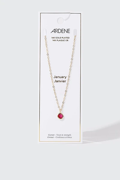 Collier plaqué or 14 k avec pierre de naissance de janvier