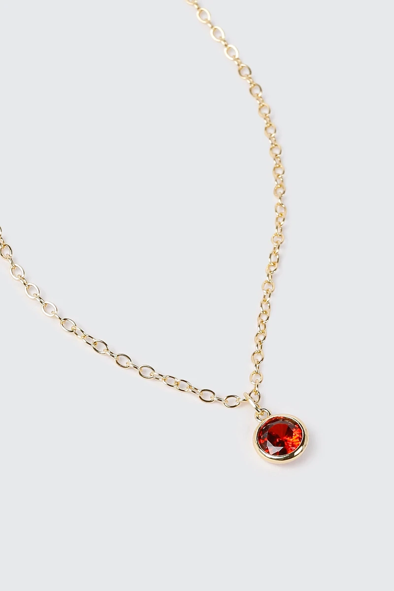 Collier plaqué or 14 k avec pierre de naissance de juillet