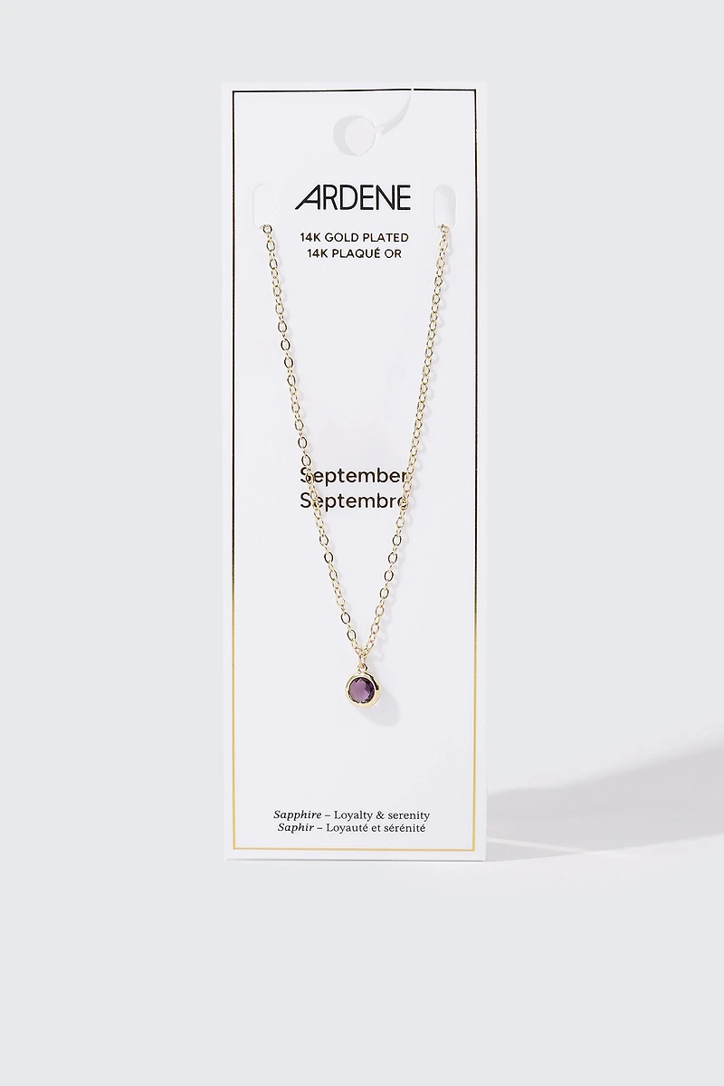 Collier plaqué or 14 k avec pierre de naissance de septembre