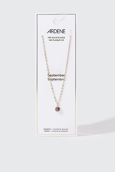 Collier plaqué or 14 k avec pierre de naissance de septembre