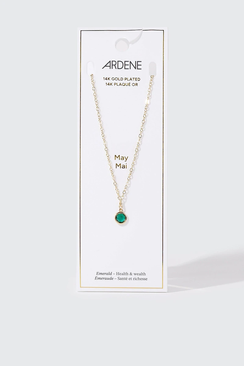 14K Gold-Plated May Birthstone Necklace