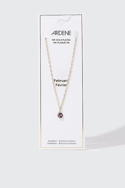 Collier plaqué or 14 k avec pierre de naissance de février