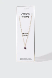 Collier plaqué or 14 k avec pierre de naissance de février