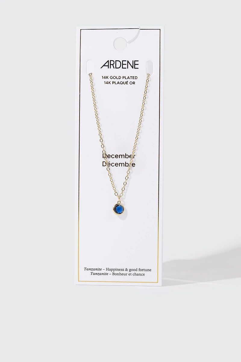 Collier plaqué or 14 k avec pierre de naissance de décembre
