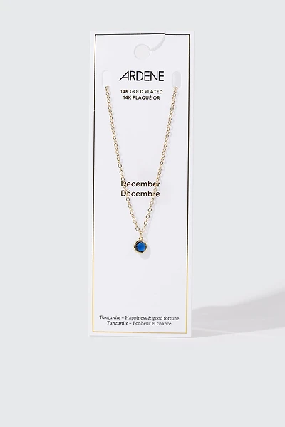 Collier plaqué or 14 k avec pierre de naissance de décembre