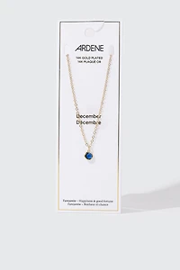 Collier plaqué or 14 k avec pierre de naissance de décembre
