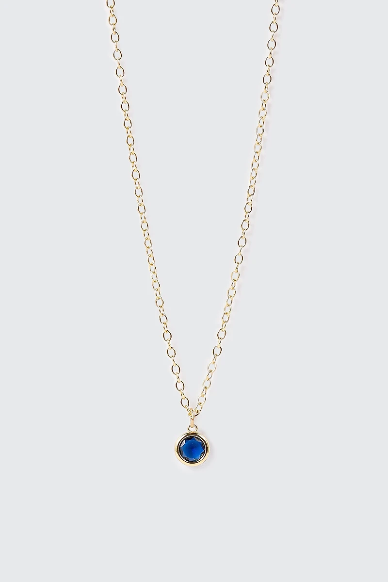 Collier plaqué or 14 k avec pierre de naissance de décembre