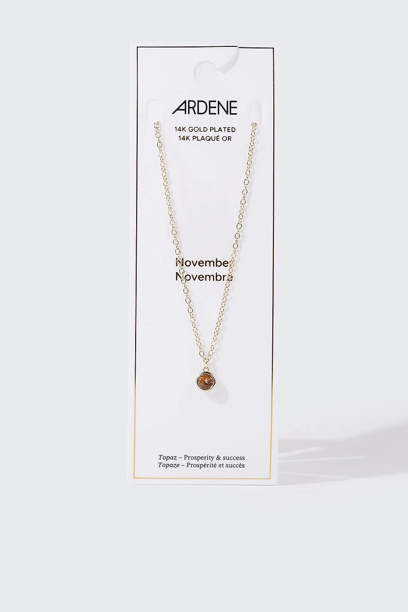 14K Gold-Plated November Birthstone Necklace