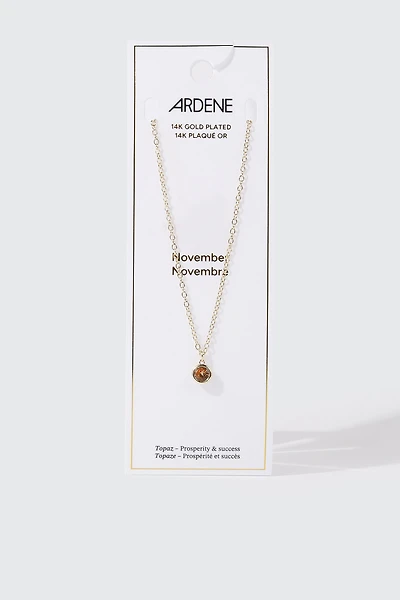 14K Gold-Plated November Birthstone Necklace