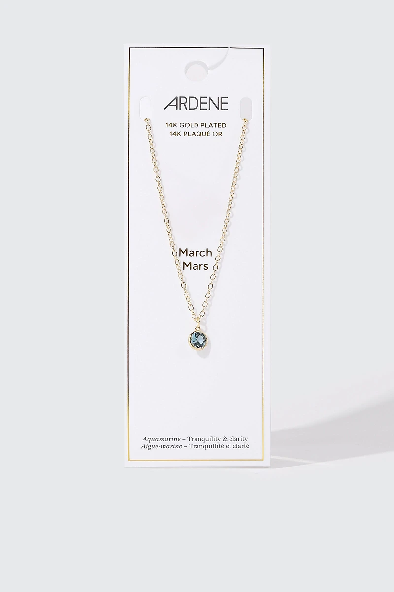 14K Gold-Plated March Birthstone Necklace