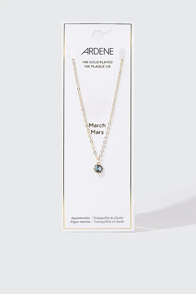 14K Gold-Plated March Birthstone Necklace