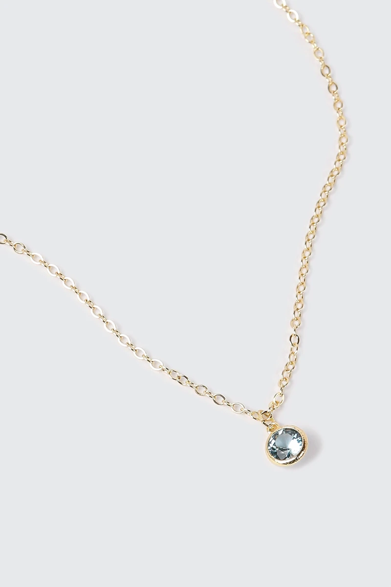 14K Gold-Plated March Birthstone Necklace