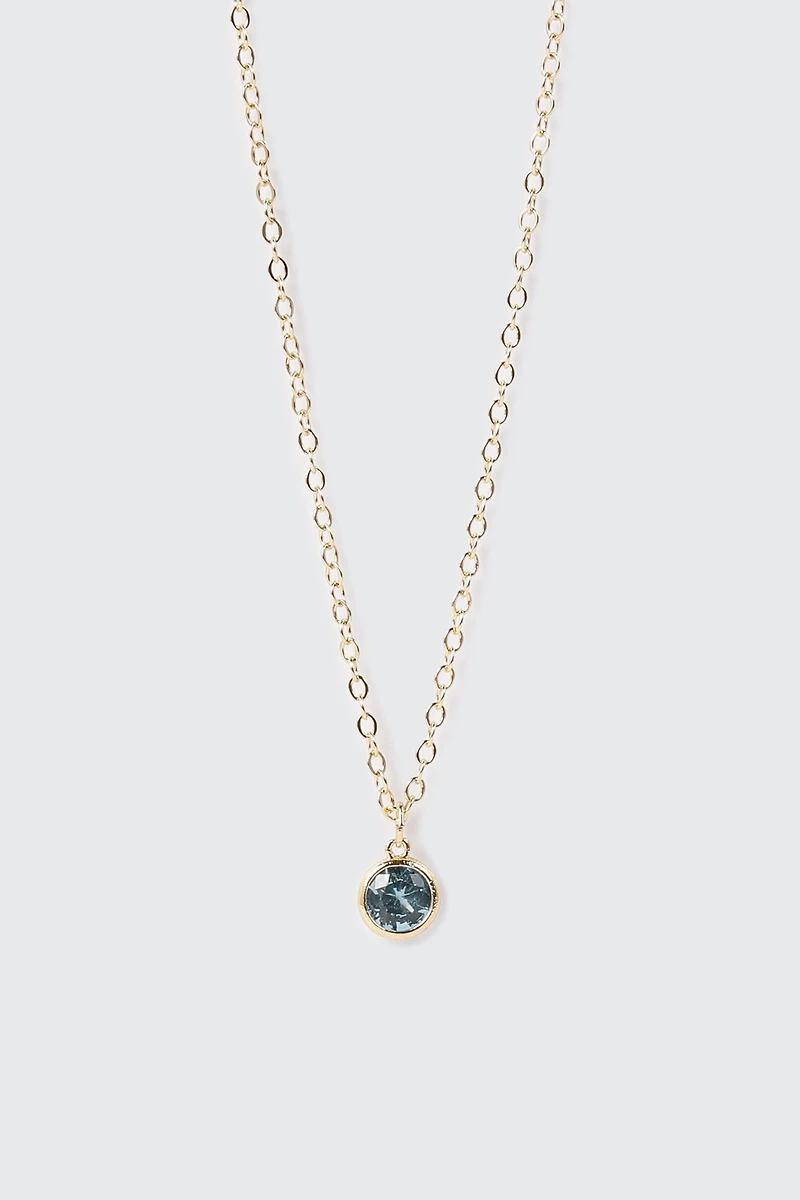 14K Gold-Plated March Birthstone Necklace