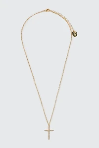 Collier pendentif croix plaqué or 14 carats 