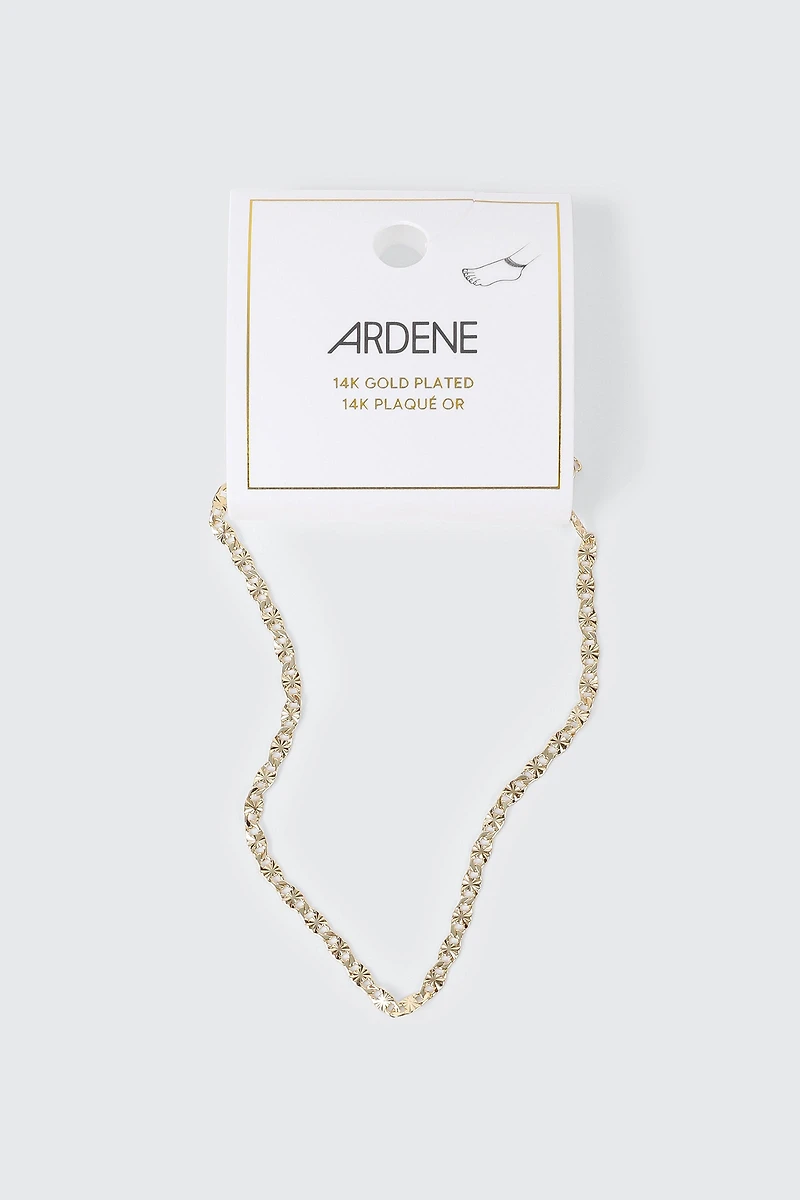 Chaîne de cheville texturée plaquée or 14 carats