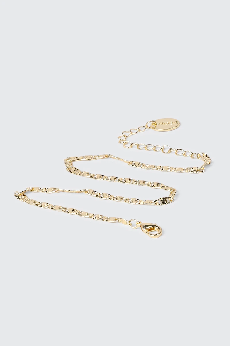 14K Gold-Plated Textured Chain Anklet