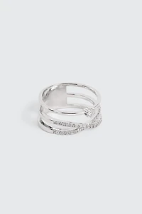 14K White Gold Plated X Ring