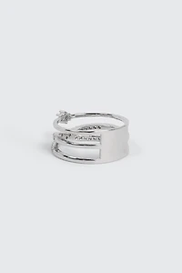 Bague X plaquée or blanc 14 carats