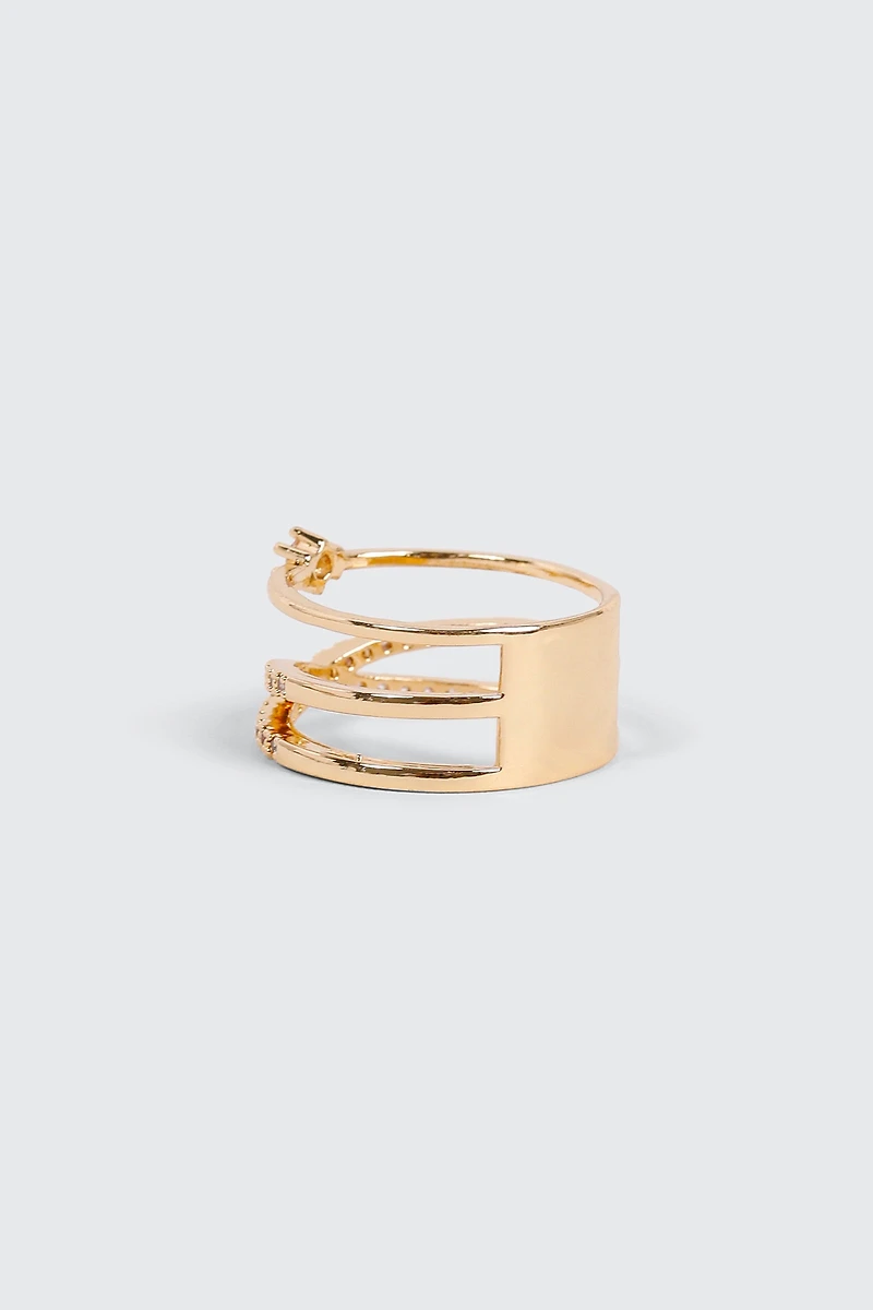 Bague X plaquée or 14 carats