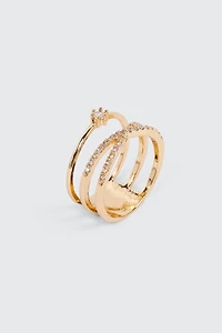 Bague X plaquée or 14 carats