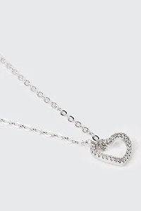 Collier cœur plaqué or blanc 14 carats