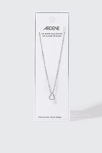 Collier cœur plaqué or blanc 14 carats