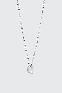 Collier cœur plaqué or blanc 14 carats