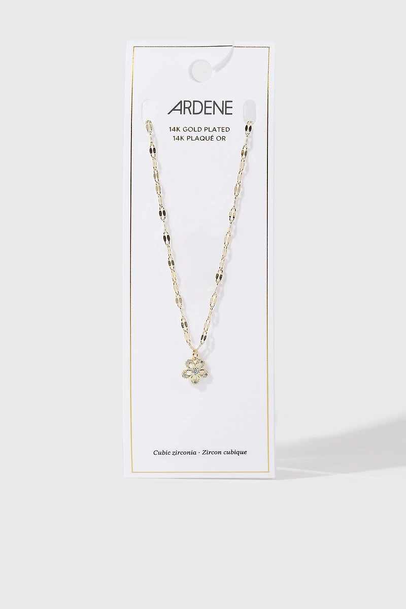 14K Gold Daisy Charm Necklace