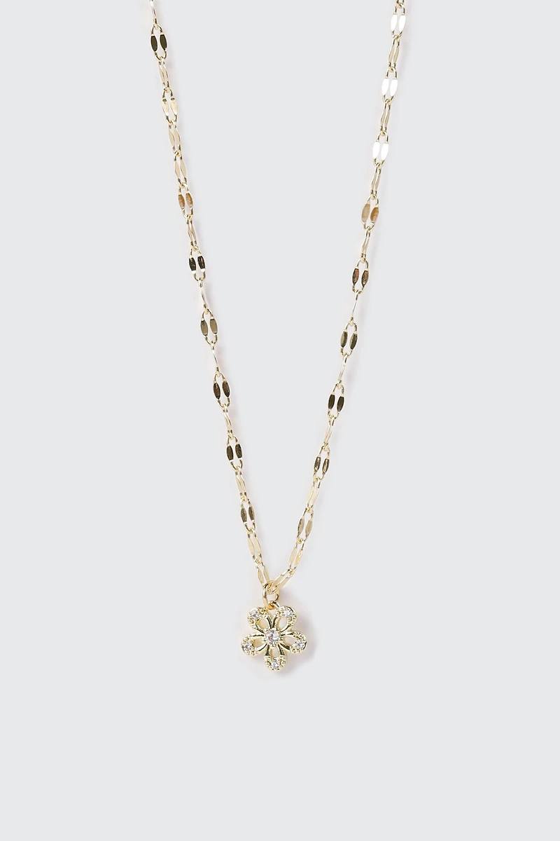 14K Gold Daisy Charm Necklace