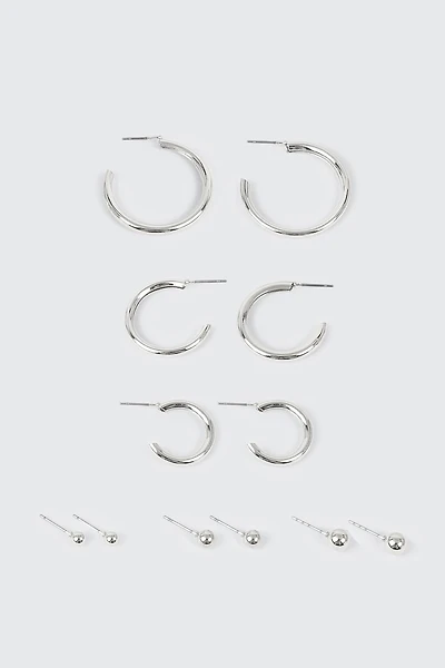 14K White Gold Plated Earrings Set