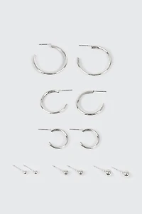 14K White Gold Plated Earrings Set