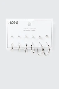 Lot de boucles d'oreilles plaquées or blanc 14K