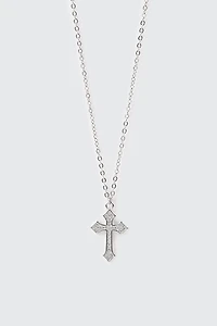 14K White Gold Cross Necklace
