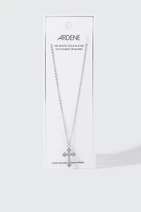 14K White Gold Cross Necklace