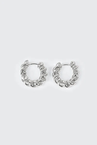 14K White Gold Plated Hoop Earrings