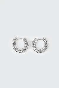 14K White Gold Plated Hoop Earrings