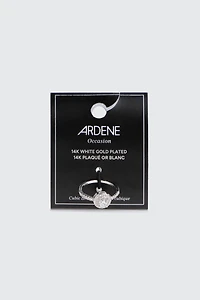 Bague solitaire coussin plaquée or blanc 14K