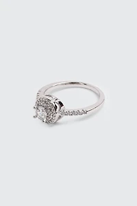 Bague solitaire coussin plaquée or blanc 14K