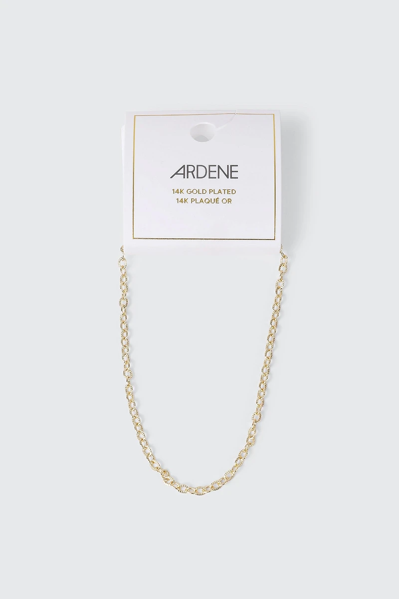 Chaîne de cheville à maillons sertis plaquée or 14 carats