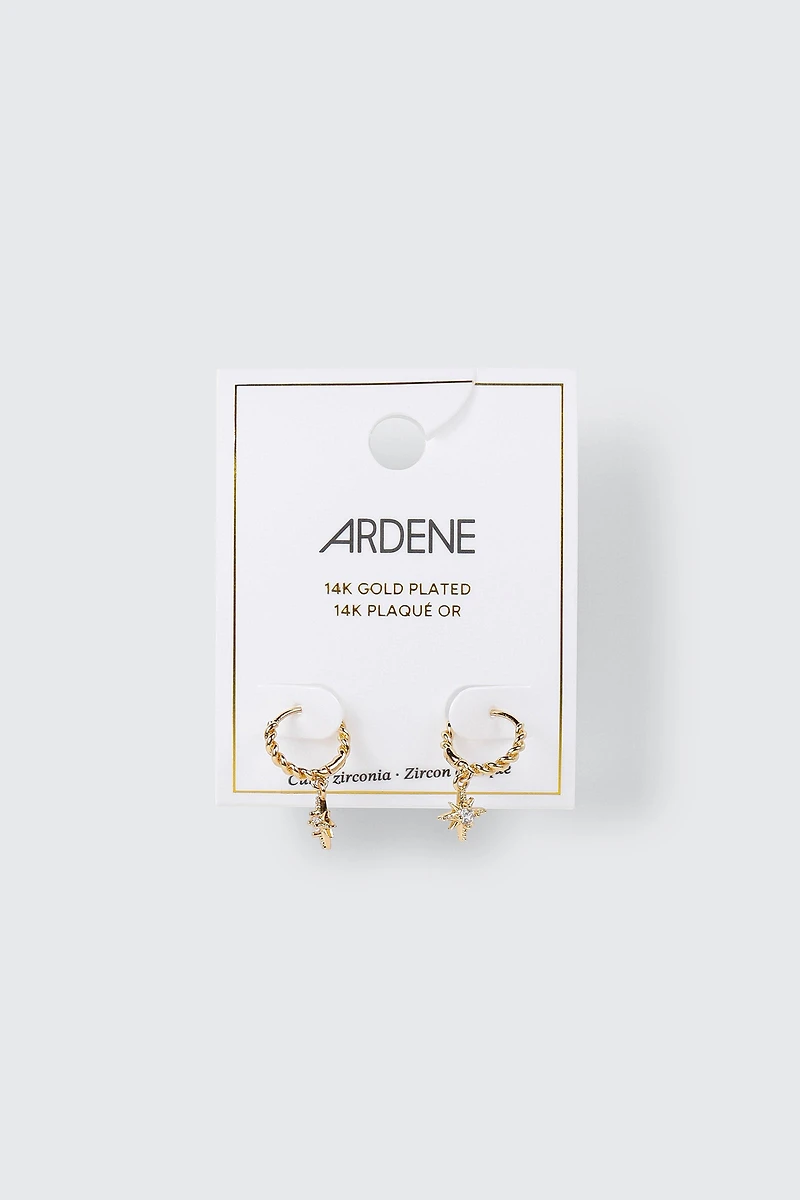 14K Gold Plated Dangling Star Earrings