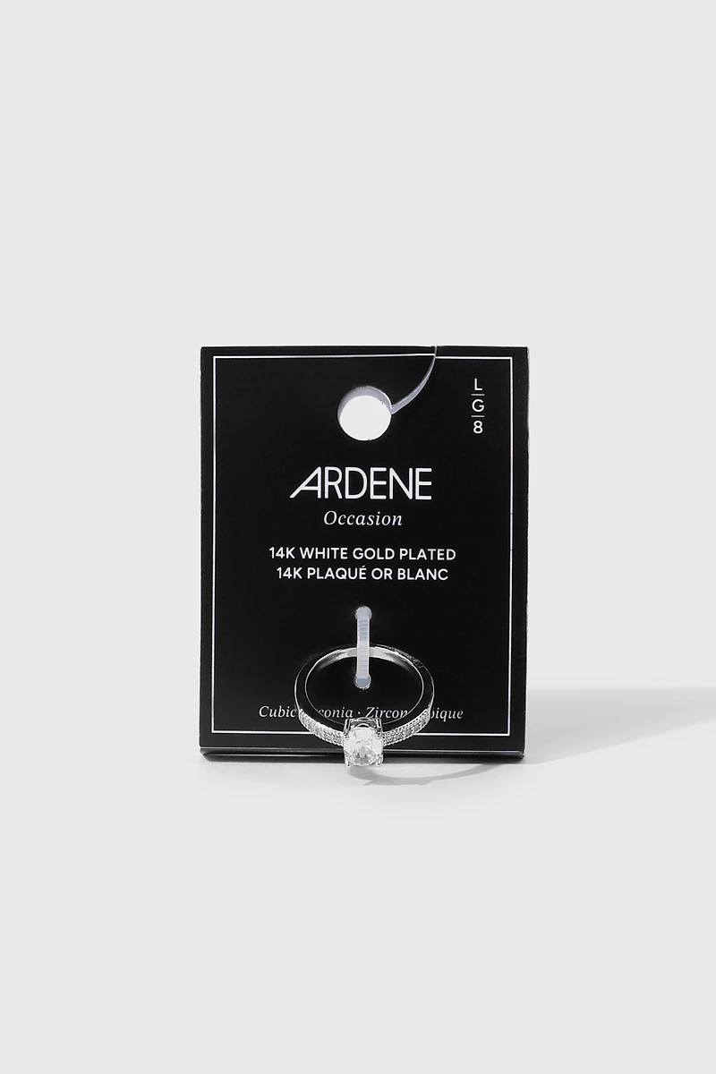 14K White Gold Plated Oval Ring