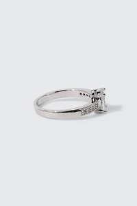 Bague ovale plaquée or blanc 14K