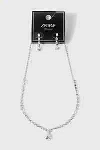 Rhinestone Necklace and Earrings Set